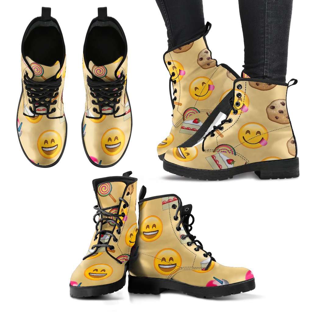 Emoji Sweets Womens Leather Boots