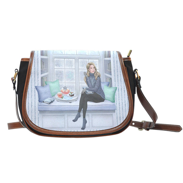 Christmas Themed Design A11 rossbody Shoulder Canvas Leather Saddle Bag