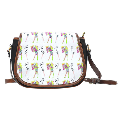 Jems And Holograms Themed Design A11 Crossbody Shoulder Canvas Leather Saddle Bag
