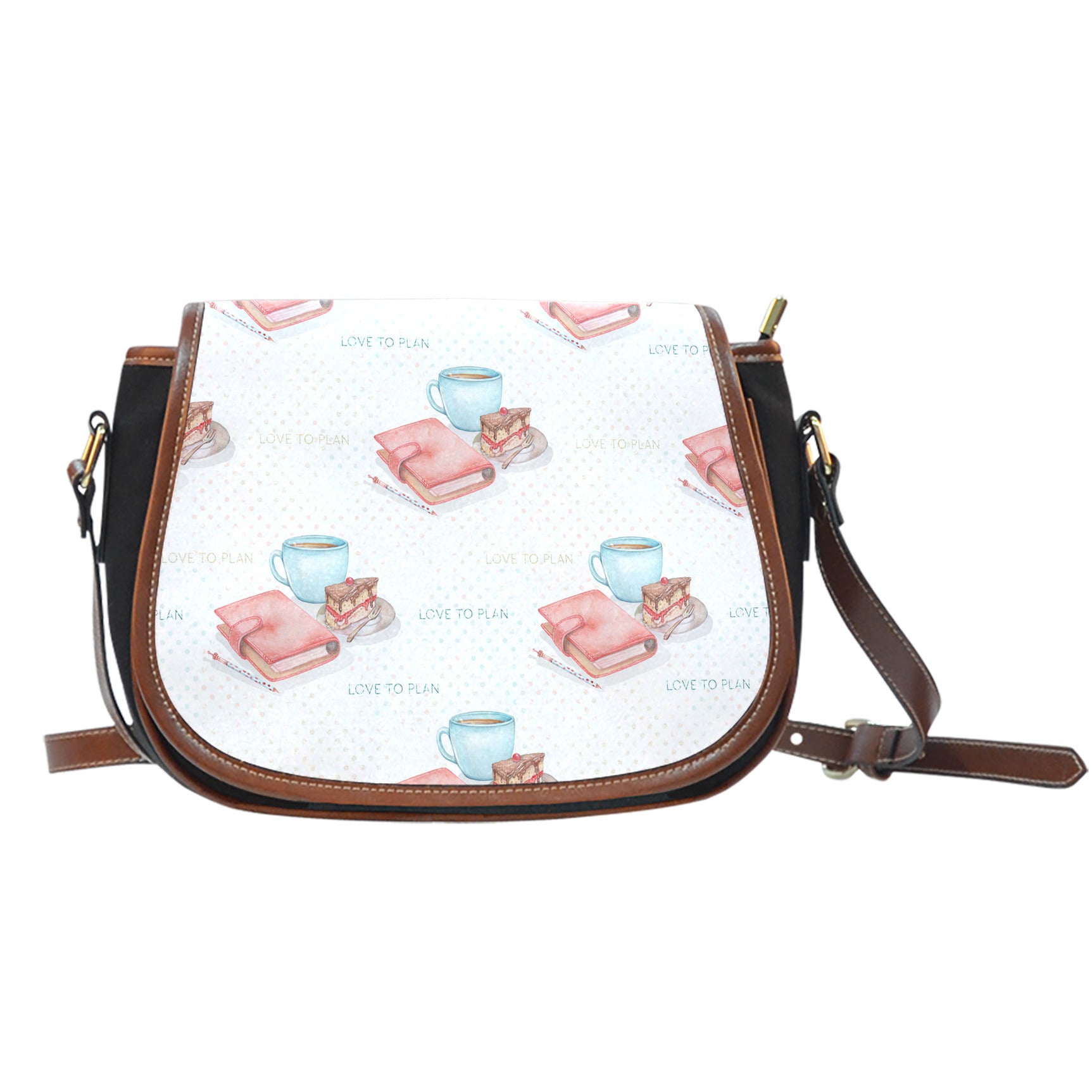 Crafter Fashion Themed Design A14 Crossbody Shoulder Canvas Leather Saddle Bag
