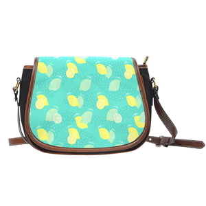 Fruits Themed Design A11 Crossbody Shoulder Canvas Leather Saddle Bag