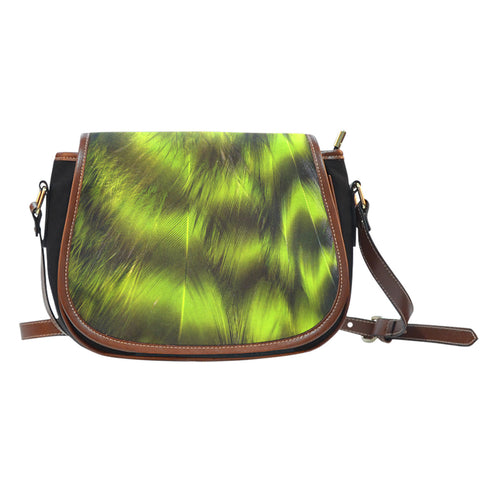 Feather Themed Design #09 Crossbody Shoulder Canvas Leather Saddle Bag