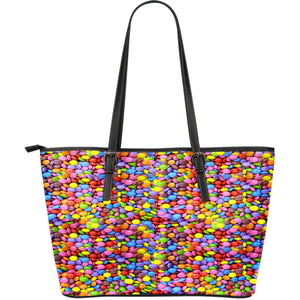 Candy Themed Design C14 Women Large Black Faux Leather Tote Bag