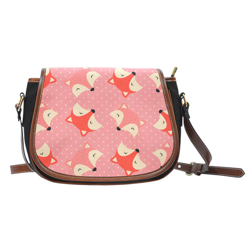 Foxes (F1) Crossbody Shoulder Canvas Leather Saddle Bag