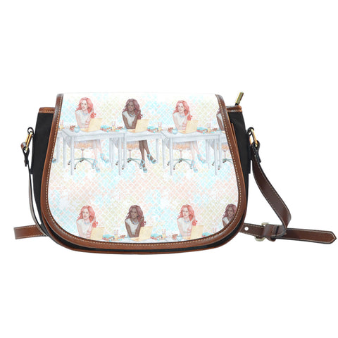 Crafter Fashion Themed Design A8 Crossbody Shoulder Canvas Leather Saddle Bag