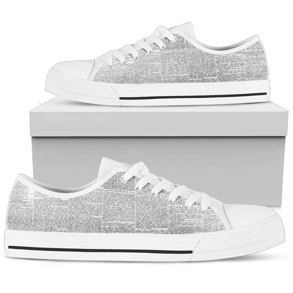 Old Newspaper Women Low Top Shoes