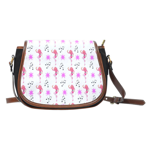 Jems And Holograms Themed Design A12 Crossbody Shoulder Canvas Leather Saddle Bag