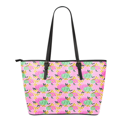 Floral Springs 3 Themed Design C3 Women Large Leather Tote Bag