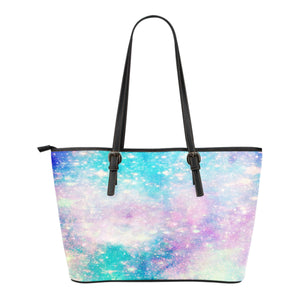 Pastel Galaxy Themed Design C6 Women Small Leather Tote Bag