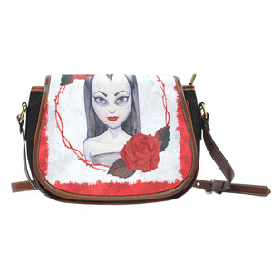 Vampire Themed Design 4 Crossbody Shoulder Canvas Leather Saddle Bag