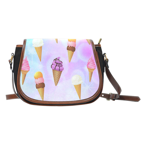 Ice Cream 1 Crossbody Shoulder Canvas Leather Saddle Bag