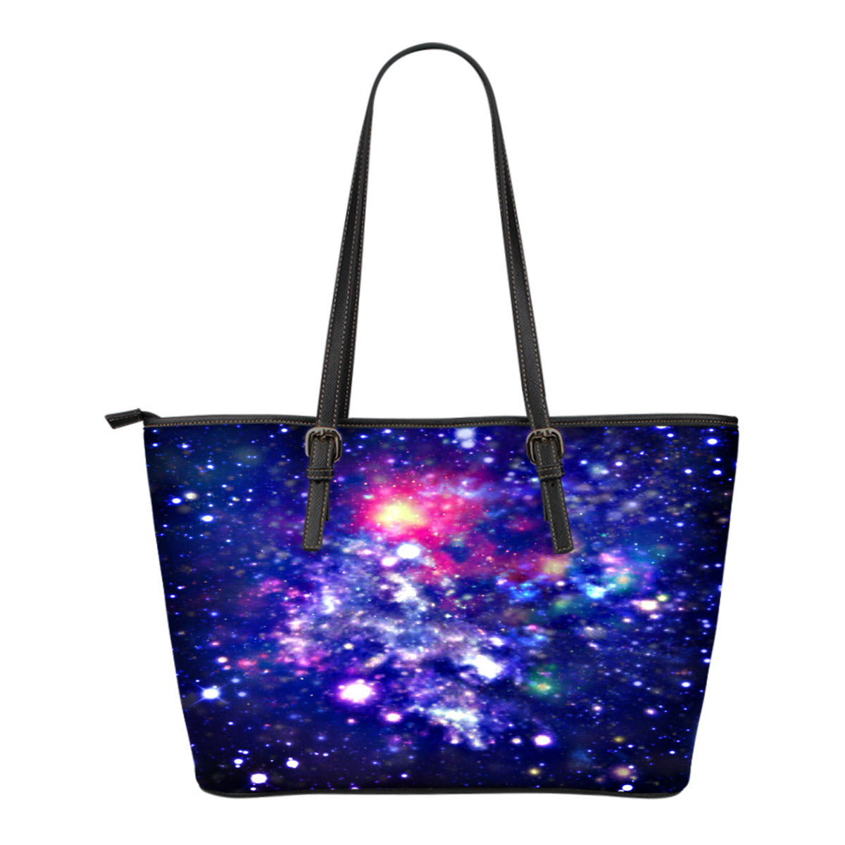 Galaxy Themed Design C1 Women Small Leather Tote Bag