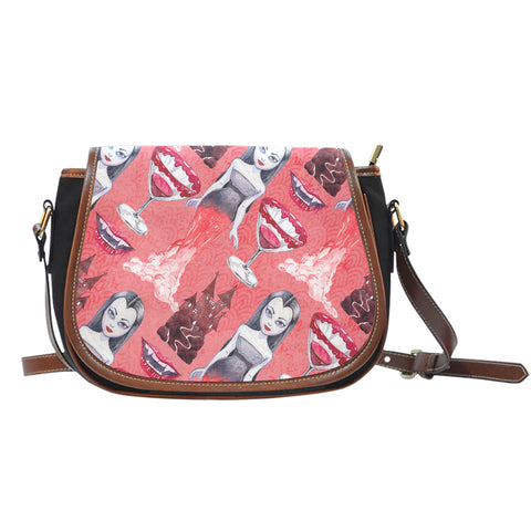 Vampire Themed Design 6 Crossbody Shoulder Canvas Leather Saddle Bag