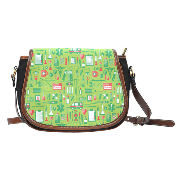 Hospital Theme Design #12 Crossbody Shoulder Canvas Leather Saddle Bag