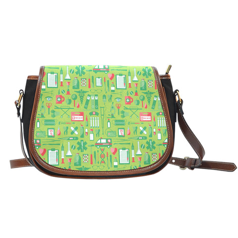 Hospital Theme Design #12 Crossbody Shoulder Canvas Leather Saddle Bag