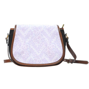 Lady Butterfly Themed Design 06 Crossbody Shoulder Canvas Leather Saddle Bag