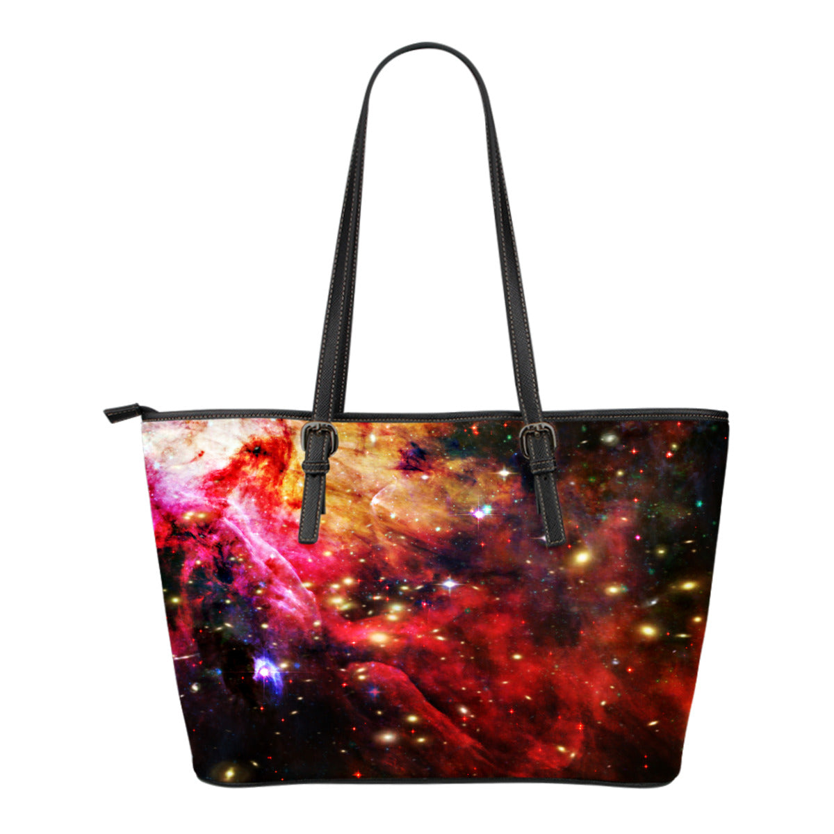 Galaxy Themed Design C89Women Small Leather Tote Bag