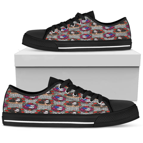 Sugar Skull Gothic Halloween Women Low Top Shoes