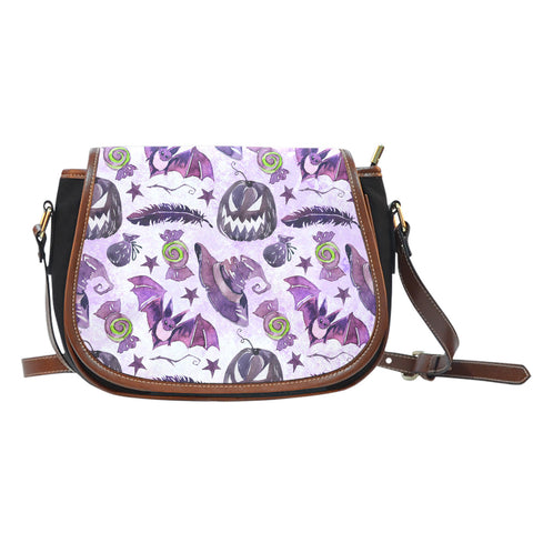 Witch Themed Design 7 Crossbody Shoulder Canvas Leather Saddle Bag