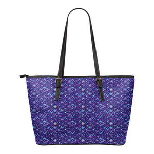 Mermaid Themed Design C3 Women Small Leather Tote Bag
