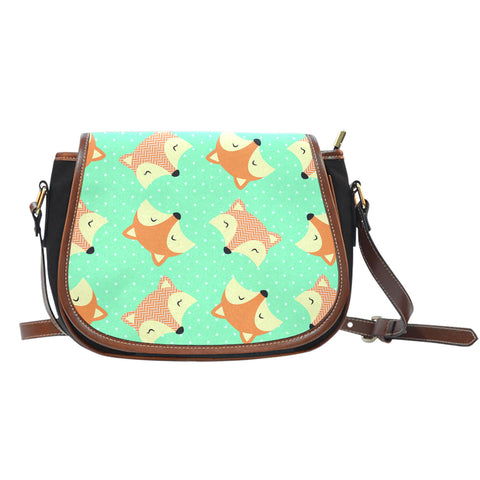 Foxes (E4) Crossbody Shoulder Canvas Leather Saddle Bag