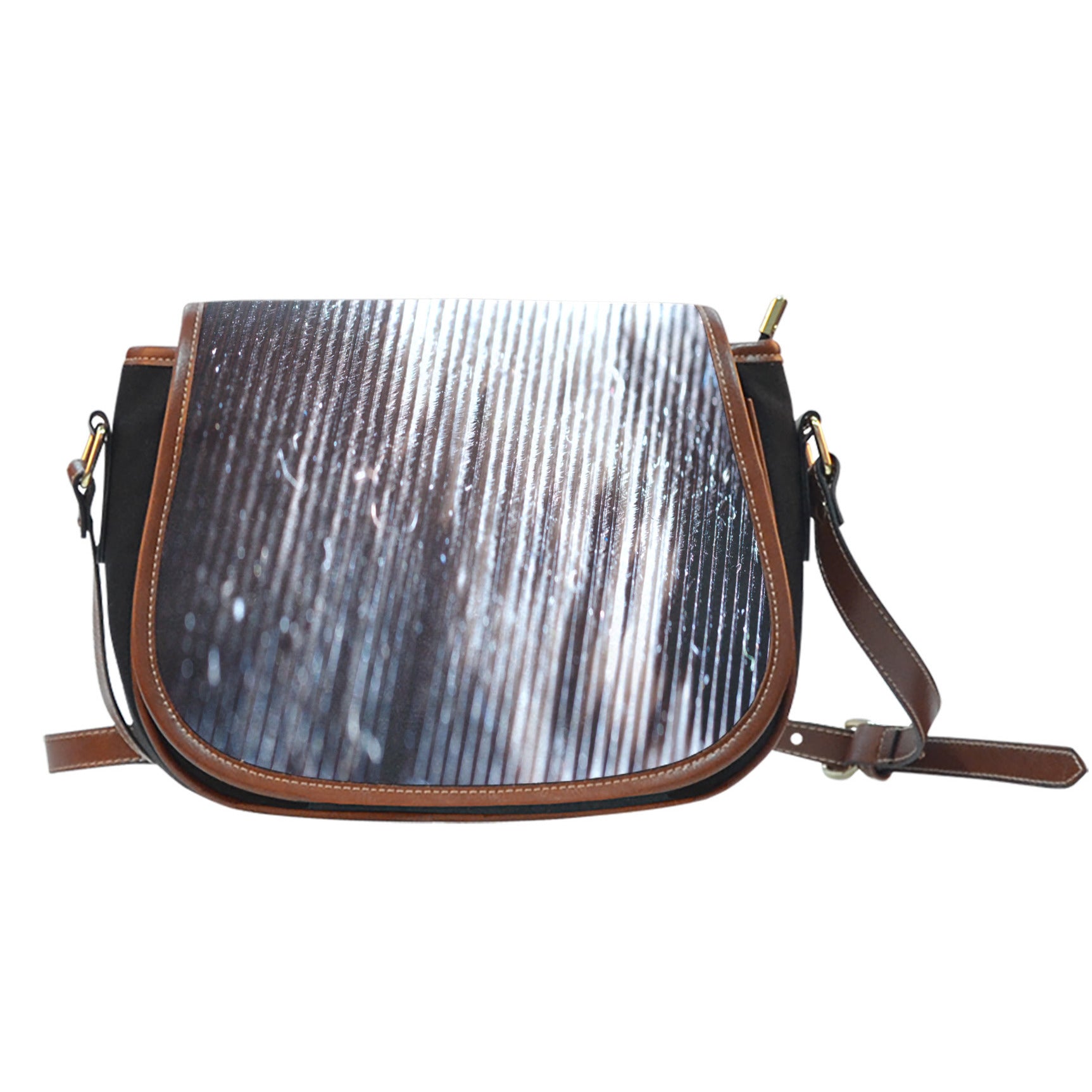 Feather Themed Design #14 Crossbody Shoulder Canvas Leather Saddle Bag