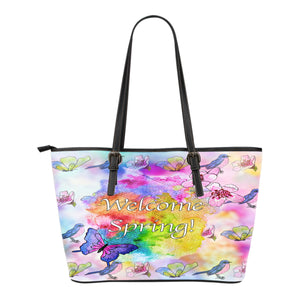 Spring Paper Themed Design C1 Women Small Leather Tote Bag