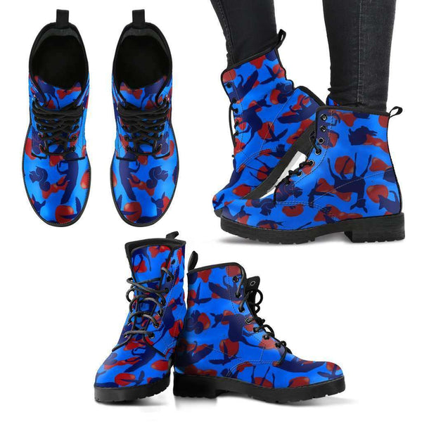 Woodland Creatures Blue Womens Leather Boots - STUDIO 11 COUTURE