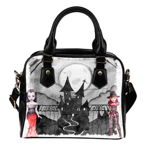 Vampire Themed Design B15 Women Fashion Shoulder Handbag Black Vegan Faux Leather
