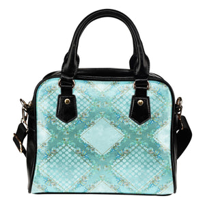 Summer Mermaid Themed Design B13 Women Fashion Shoulder Handbag Black Vegan Faux Leather