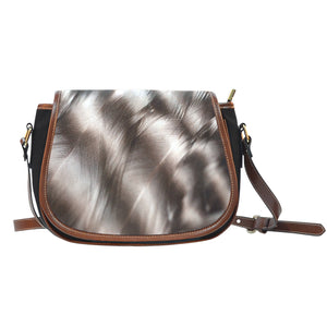 Feather Themed Design #07 Crossbody Shoulder Canvas Leather Saddle Bag