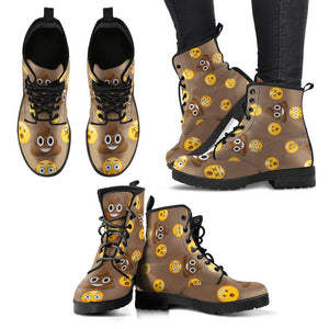 Emoji Poop Womens Leather Boots