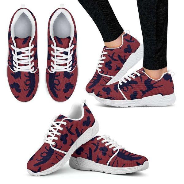 Woodland Creatures Red Womens Athletic Sneakers - STUDIO 11 COUTURE