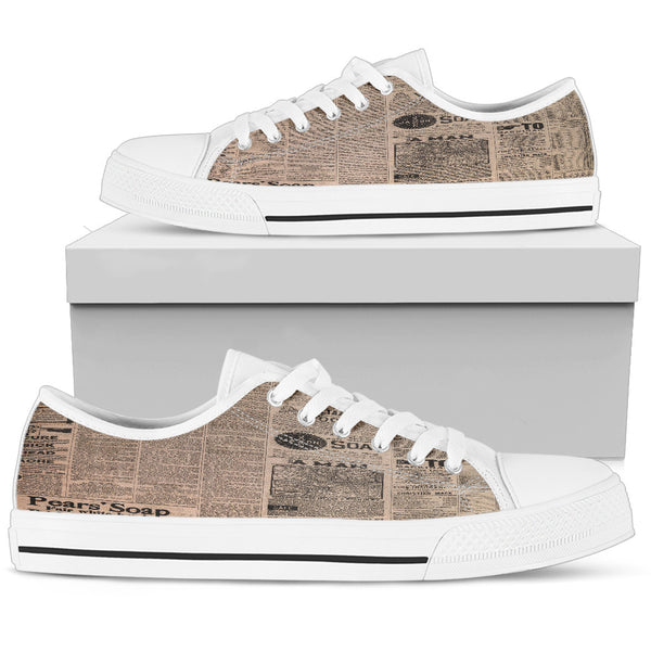 Old Newspaper 1 Women Low Top Shoes