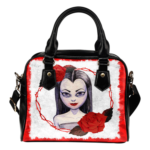 Vampire Themed Design B4 Women Fashion Shoulder Handbag Black Vegan Faux Leather