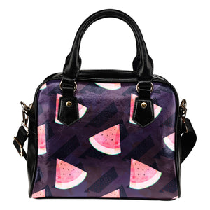 Fruits Themed Design B13 Women Fashion Shoulder Handbag Black Vegan Faux Leather