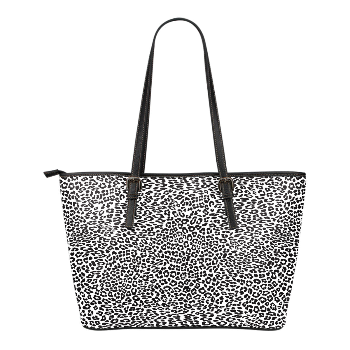 Animal Print BW Themed Design C1 Women Small Leather Tote Bag