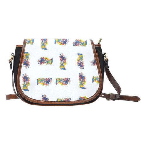 Jems And Holograms Themed Design A10 Crossbody Shoulder Canvas Leather Saddle Bag