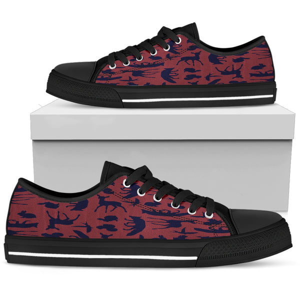 Woodland Creatures Red Womens Low Top Shoes - STUDIO 11 COUTURE
