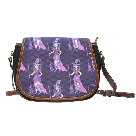 Witch Themed Design 11 Crossbody Shoulder Canvas Leather Saddle Bag