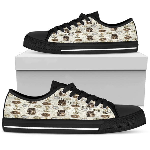 Old Television Steampunk Women Low Top Shoes