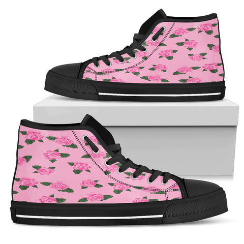 Large Pink Rose Women High Top Shoes