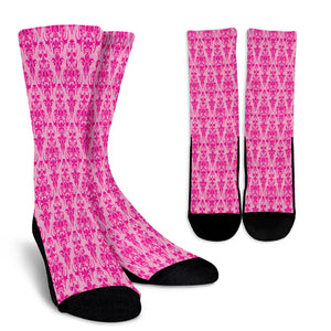 Pink Damask Crew Socks