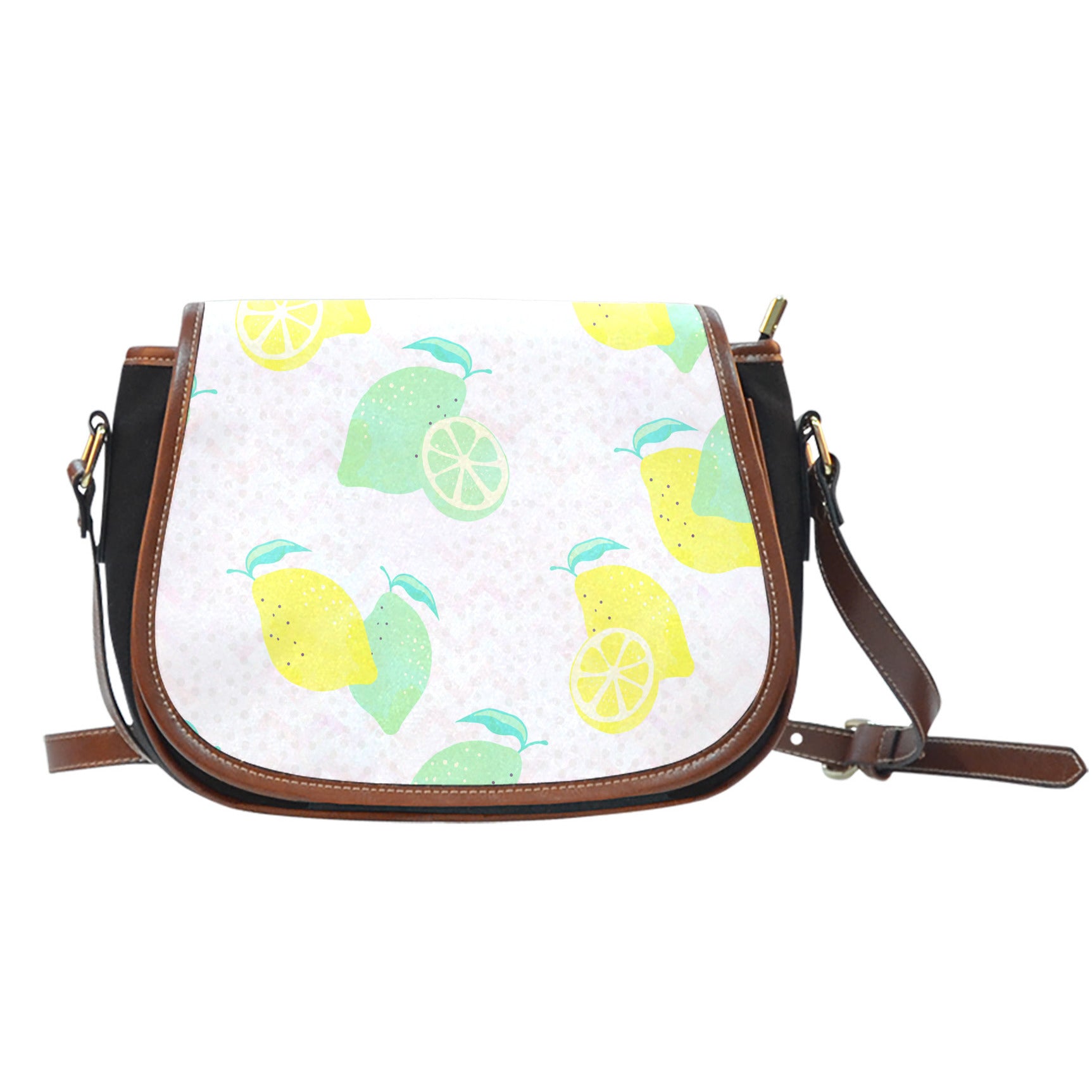 Fruits Themed Design A12 Crossbody Shoulder Canvas Leather Saddle Bag
