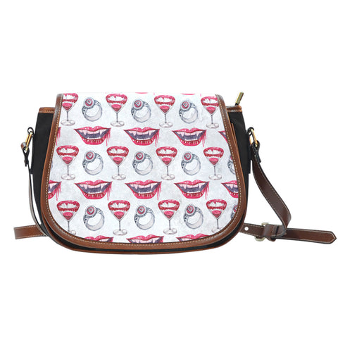 Vampire Themed Design 2 Crossbody Shoulder Canvas Leather Saddle Bag