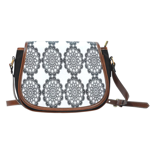 Lace Themed DFS9 Crossbody Shoulder Canvas Leather Saddle Bag