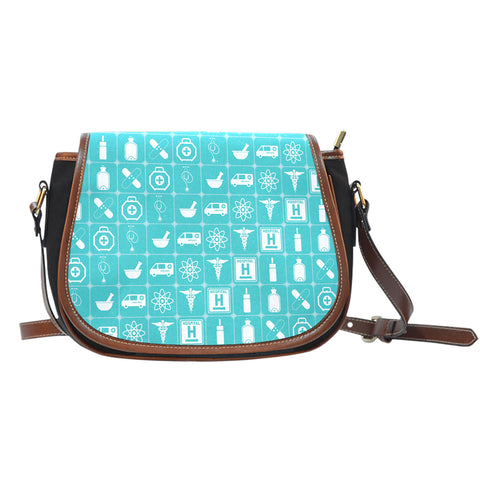 Hospital Themed Design #4 Crossbody Shoulder Canvas Leather Saddle Bag