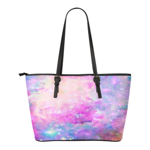 Pastel Galaxy Themed Design C7 Women Small Leather Tote Bag