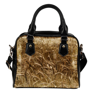 Nature Themed Design B14 Women Fashion Shoulder Handbag Black Vegan Faux Leather
