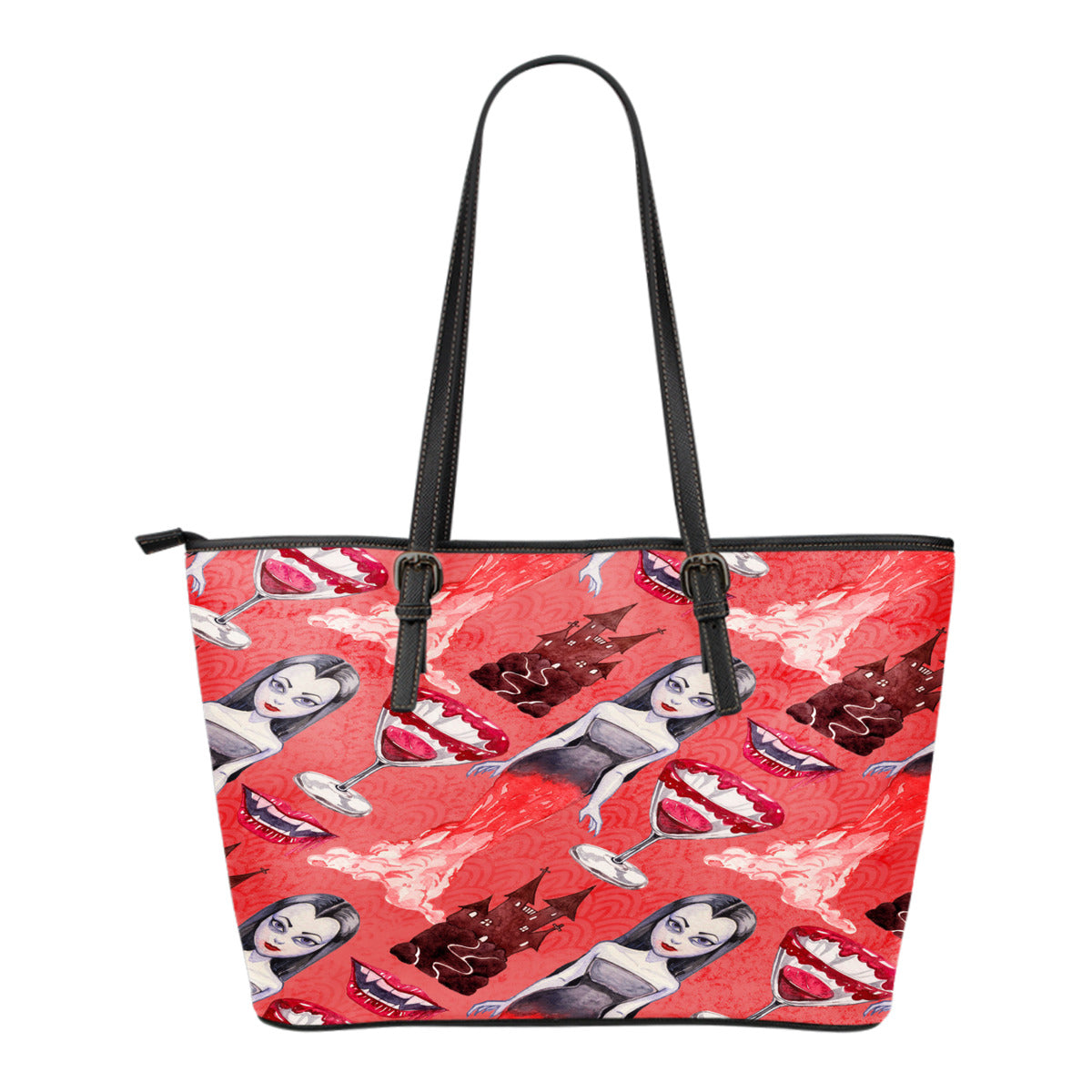 Vampire Themed Design C6 Women Small Leather Tote Bag